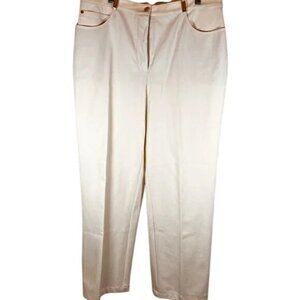 St. John Sport By Marie Gray Womens Cream High-Waisted Pants Sz 16 Gold Hardware